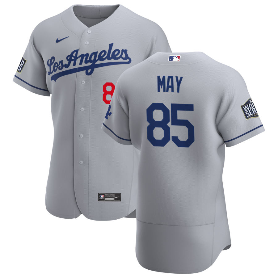 Los Angeles Dodgers #85 Dustin May Men Nike Gray Road 2020 World Series Champions Authentic Team MLB Jersey->los angeles dodgers->MLB Jersey